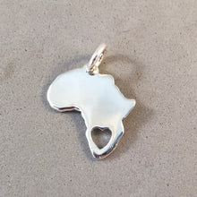 Load image into Gallery viewer, AFRICA With Cut Out HEART .925 Sterling Silver Charm Pendant I Love Map Light Shape Continent Travel Tourist TZ15