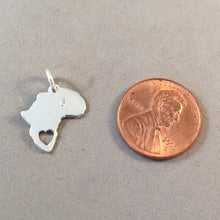 Load image into Gallery viewer, AFRICA With Cut Out HEART .925 Sterling Silver Charm Pendant I Love Map Light Shape Continent Travel Tourist TZ15