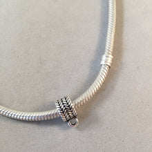 Load image into Gallery viewer, Braided Motif CONVERTER BEAD For Charm Bracelet .925 Sterling Silver Works for Pandora, European & many Bangle style bracelets FD06