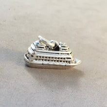 Load image into Gallery viewer, CRUISE SHIP .925 Sterling Silver 3-D Charm Pendant Boat Ocean Liner Alaska Caribbean Cruising NT23