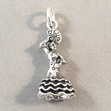 Load image into Gallery viewer, FLAMENCO DANCER 3-D .925 Sterling Silver Charm Pendant Andalusia Spain Spanish Barcelona Madrid Tourist Travel Souvenir TP13