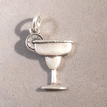 Load image into Gallery viewer, MARGARITA .925 Sterling Silver Charm Pendant Drink Alcohol Cocktail Mexico Fruit Wedge Lime Orange Tropical Beverage Liquor KT75