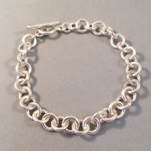 Load image into Gallery viewer, CHARM BRACELET Super Heavy Round Toggle Clasp .925 Sterling Silver Starter 8 mm Loop Link CB10
