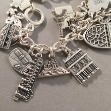 Load image into Gallery viewer, ALL THINGS FRANCE .925 Sterling Silver Travel Souvenir Charm Bracelet Paris Strasbourg French Riviera Chateau's and More!