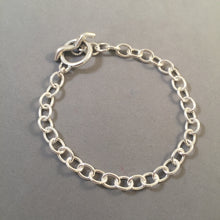 Load image into Gallery viewer, CHARM BRACELET Medium Oval Toggle Clasp .925 Sterling Silver Clasp Starter 5x7 mm Loop Link 7"- 8" CB03