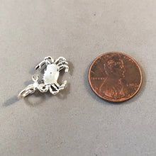 Load image into Gallery viewer, CRAB .925 Sterling Silver Small 3-D Charm Pendant Dungeness Rock Blue Shellfish Cancer nt13