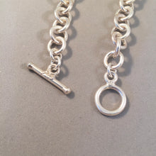 Load image into Gallery viewer, CHARM BRACELET Super Heavy Round Toggle Clasp .925 Sterling Silver Starter 8 mm Loop Link CB10
