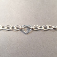 Load image into Gallery viewer, CHARM BRACELET Heart Center .925 Sterling Silver LOBSTER Clasp 7" Starter 5x7 mm Oval Loop Link CB29