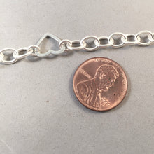 Load image into Gallery viewer, CHARM BRACELET Heart Center .925 Sterling Silver LOBSTER Clasp 7" Starter 5x7 mm Oval Loop Link CB29