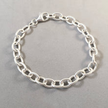 Load image into Gallery viewer, CHARM BRACELET Heavy Oval Lobster Clasp .925 Sterling Silver Starter 6x8.5mm Loop Link 7"- 9" CB18