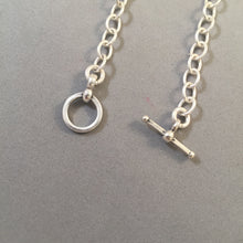 Load image into Gallery viewer, CHARM BRACELET Light Oval Toggle Clasp .925 Sterling Silver Starter 4x5 mm Loop Link 7"- 8" CB01