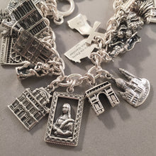 Load image into Gallery viewer, ALL THINGS FRANCE .925 Sterling Silver Travel Souvenir Charm Bracelet Paris Strasbourg French Riviera Chateau's and More!