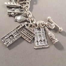 Load image into Gallery viewer, ALL THINGS FRANCE .925 Sterling Silver Travel Souvenir Charm Bracelet Paris Strasbourg French Riviera Chateau's and More!