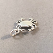 Load image into Gallery viewer, CRAB .925 Sterling Silver Small 3-D Charm Pendant Dungeness Rock Blue Shellfish Cancer nt13