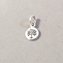 Load image into Gallery viewer, Sale! TINY TREE ROUND .925 Sterling Silver Charm Small Disc Medallion Garden Tree of Life Little GA133