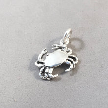 Load image into Gallery viewer, CRAB .925 Sterling Silver Small 3-D Charm Pendant Dungeness Rock Blue Shellfish Cancer nt13