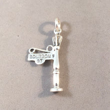 Load image into Gallery viewer, BOURBON STREET .925 Sterling Silver 3-D Charm Pendant New Orleans nola Lamp Post Street French Quarter tu38