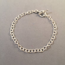 Load image into Gallery viewer, CHARM BRACELET Light Oval Toggle Clasp .925 Sterling Silver Starter 4x5 mm Loop Link 7"- 8" CB01