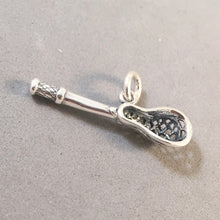 Load image into Gallery viewer, LACROSSE STICK .925 Sterling Silver 3-D Charm Pendant Equipment Field Box Intercross Player SP05