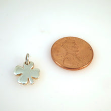 Load image into Gallery viewer, FOUR LEAF CLOVER Tiny .925 Sterling silver Charm Pendant Shamrock Garden Irish St Patricks ga35
