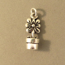 Load image into Gallery viewer, DAISY IN POT .925 Sterling Silver 3-D Charm Pendant Flower Plant Garden Blossoms Bloom SA02
