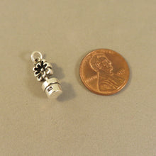 Load image into Gallery viewer, DAISY IN POT .925 Sterling Silver 3-D Charm Pendant Flower Plant Garden Blossoms Bloom SA02
