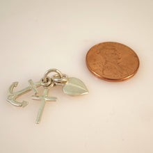 Load image into Gallery viewer, HEART ANCHOR CROSS 3-piece .925 Sterling Silver 3-D Charm Pendant Faith Hope Charity HL21