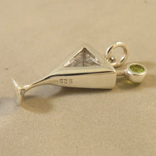 Load image into Gallery viewer, MARTINI W/ Olive .925 Sterling Silver Charm W/ Crystal Stone Pendant Drink Cocktail Glass kt55