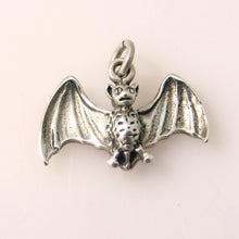 Load image into Gallery viewer, BAT .925 Sterling Silver 3-D Charm Pendant Cave Animal Spooky Scary Halloween HH02
