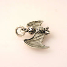 Load image into Gallery viewer, BAT .925 Sterling Silver 3-D Charm Pendant Cave Animal Spooky Scary Halloween HH02