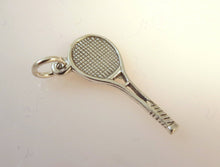 Load image into Gallery viewer, TENNIS RACKET .925 Sterling Silver 3-D Charm Pendant Sports Player SH01