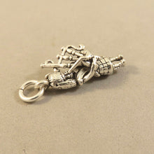 Load image into Gallery viewer, BAGPIPE PLAYER .925 Sterling Silver 3-D Charm Pendant Scotland Music Instrument Kilt Scottish TB18