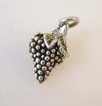 Load image into Gallery viewer, Sale! GRAPES .925 Sterling Silver 3-D Heavy Charm Pendant Bunch Fruit Food Kitchen Wine KT122