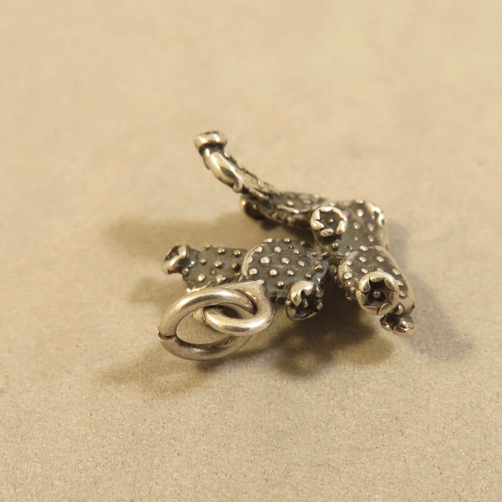 prickly pear cactus charm PRICKLY PEAR CACTUS 3-D .925 Sterling Silver Charm Pendant NM AZ Southwest Desert ga03