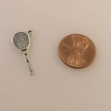 Load image into Gallery viewer, TENNIS RACKET .925 Sterling Silver 3-D Charm Pendant Sports Player SH01