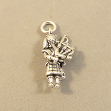 Load image into Gallery viewer, BAGPIPE PLAYER .925 Sterling Silver 3-D Charm Pendant Scotland Music Instrument Kilt Scottish TB18