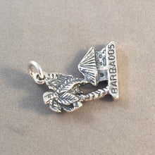 Load image into Gallery viewer, BARBADOS .925 Sterling Silver Charm Pendant Caribbean island Palm Tree Grass Hut Shack TR07