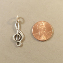 Load image into Gallery viewer, TREBLE CLEF .925 Sterling Silver 3-D Charm Pendant Sheet Love Music Score Band Symbols New HB18