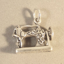Load image into Gallery viewer, DETAILED SEWING MACHINE .925 Sterling Silver 3-D Charm Pendant Antique Vintage Style ew hb17