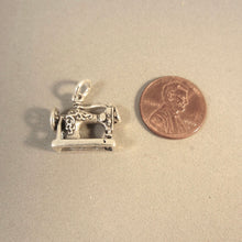 Load image into Gallery viewer, DETAILED SEWING MACHINE .925 Sterling Silver 3-D Charm Pendant Antique Vintage Style ew hb17