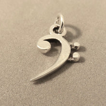 Load image into Gallery viewer, BASS CLEF .925 Sterling Silver 3-D Charm Pendant Sheet Music Score Band HB02
