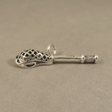 Load image into Gallery viewer, LACROSSE STICK .925 Sterling Silver 3-D Charm Pendant Equipment Field Box Intercross Player SP05
