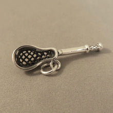 Load image into Gallery viewer, LACROSSE STICK .925 Sterling Silver 3-D Charm Pendant Equipment Field Box Intercross Player SP05