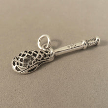 Load image into Gallery viewer, LACROSSE STICK .925 Sterling Silver 3-D Charm Pendant Equipment Field Box Intercross Player SP05