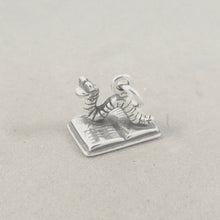 Load image into Gallery viewer, BOOK WORM .925 Sterling Silver 3-D  CHARM Pendant Reading Hobby Library School HB28