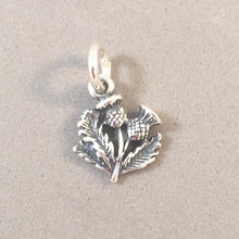 Load image into Gallery viewer, THISTLE Double Small .925 Sterling Silver Charm Pendant Celtic Symbol Scotland Nobility Flower GA04