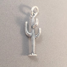 Load image into Gallery viewer, SAGUARO CACTUS 3-D .925 Sterling Silver Charm Pendant National Park Arizona Desert GA39