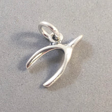 Load image into Gallery viewer, WISHBONE .925 Sterling Silver 3-D Charm Pendant Good Luck Wish Bone Thanksgiving Turkey Food GT14