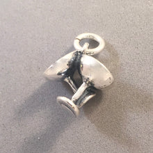 Load image into Gallery viewer, Sale! CHAMPAGNE GLASSES .925 Sterling Silver 3-D Charm Pendant Wedding Flutes Coupes Cheers Goblets SL01L