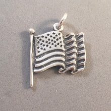 Load image into Gallery viewer, AMERICAN FLAG Waving .925 Sterling silver Charm Pendant USA Country Travel tu28